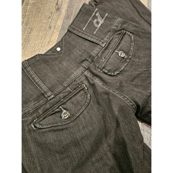 Doll House High Waisted Black Y2k Jeans Sz 7 Studded skinny straight strerchy - Picture 6 of 6